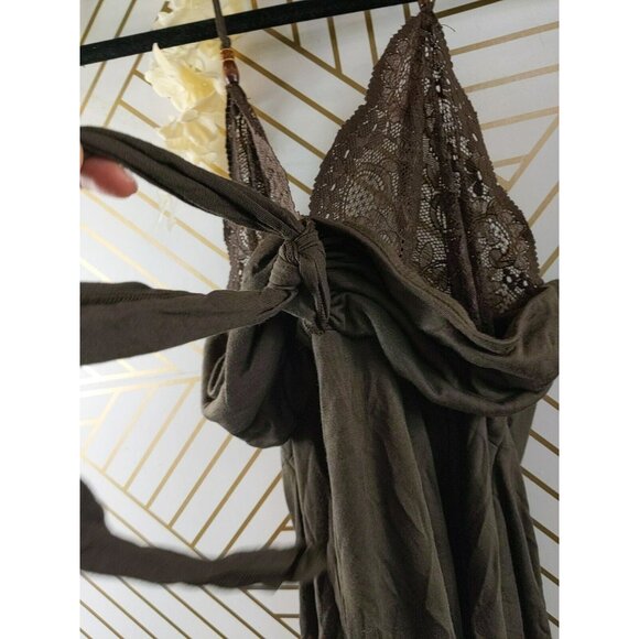 GUESS Women's Brown Halter Neck Top Tank Boho Beaded Drape Flowy Size M NEW - Picture 4 of 11